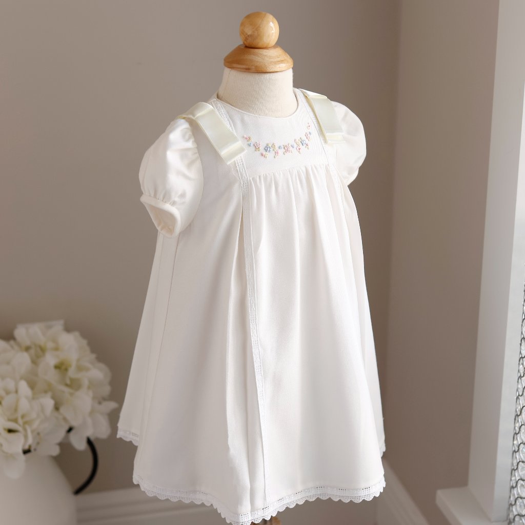 Ivory Dress A-Line Float Satin Ribbon Trim Lace Pleats Luli & Me 12 Months Nwt